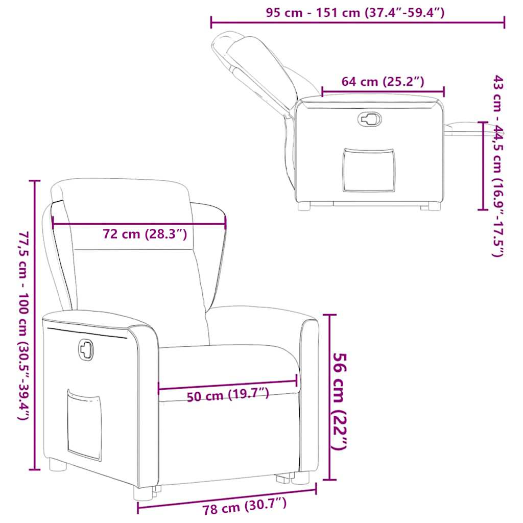 Recliner with Rising Aid Cloud Grey Fabric