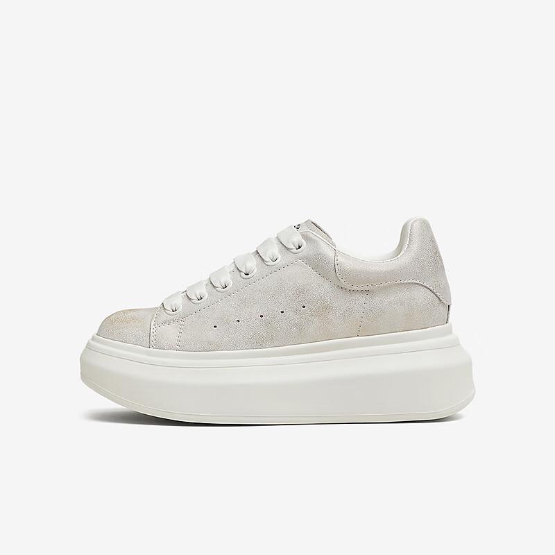 TATA Cream Bubble Platform Casual Sneakers
