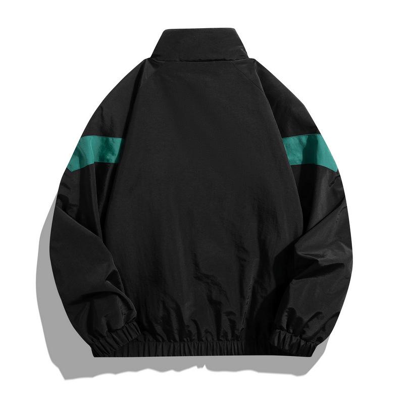 Coupe-vent à blocs de couleurs et col montant pour homme – Veste respirante pour sports de plein air au printemps et en automne