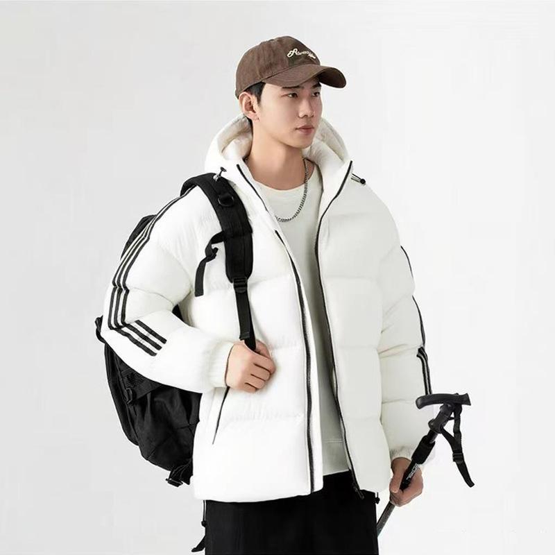 Graphene Black Gold Striped Unisex Hooded Cotton-Padded Jacket for Autumn/Winter