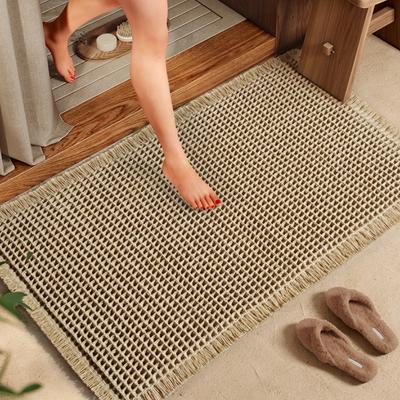 Vaflová koupelnová předložka Protiskluzová Ultraabsorpční předložka ze směsi polyesteru Strojově pratelná se střapci na podlahu do koupelny