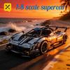 1:8 Silver Blue Supercar Racing Sports Car Building Blocks Sets High Detail with Rear Linked Engine Track Wing Ideal for Car Toy