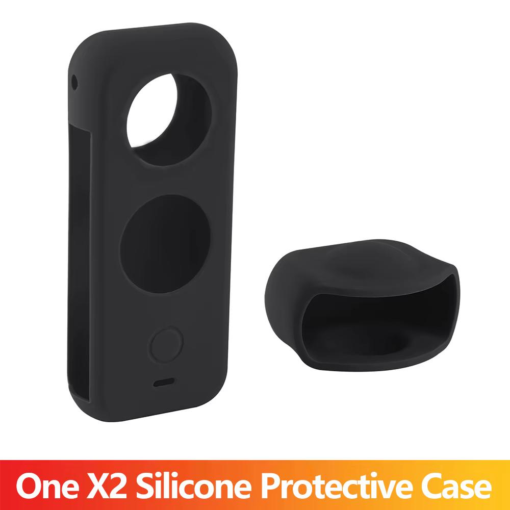 Protective Case Set Soft Silicone Body Cover + Lens Cap Shockproof Anti-Scratch Protector for Insta360 One X2 Camera Accessories