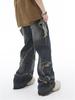 Unisex American Retro Wide-Leg Jeans with Raw Edge for Spring and Autumn