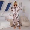 Damen Pyjama-Set mit Leoparden- und Zebra-Print - Langärmliges Oberteil und Hose, Perfekt für Frühling und Herbst (TZ21941)