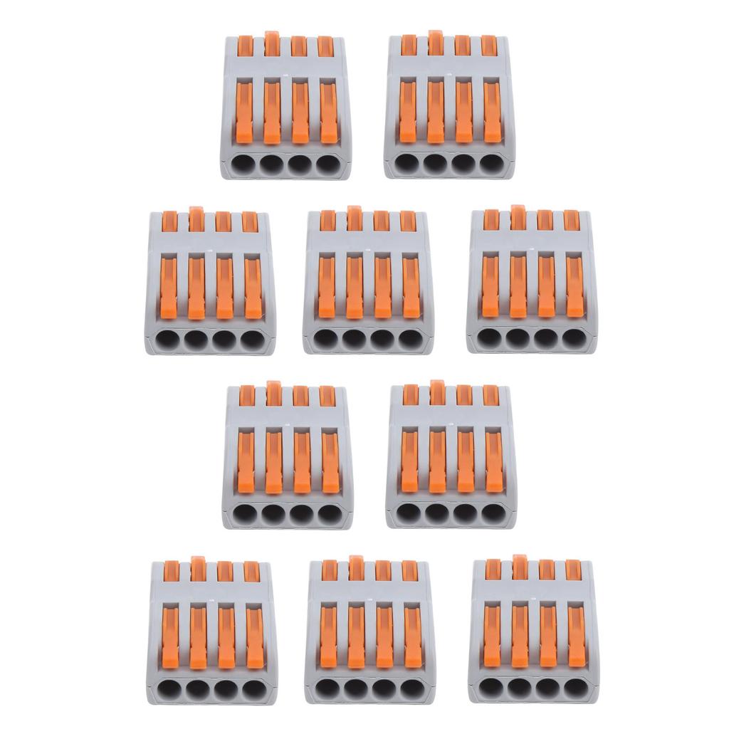 10Pcs Compact Wire Connectors Lever Nut Terminal Block SPL‑4 Quick Connect Splice Type