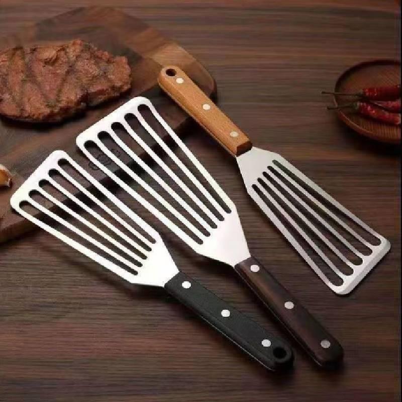 Wooden Handle Spatula Fish Turning Shovel Kitchen Pot Shovel Tool Steak Scoop
