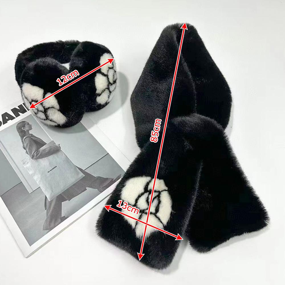 Camellia Warm Earmuffs Collar Shawl Neck Warmer Plush Fur Scarf New Ear Cover  Women