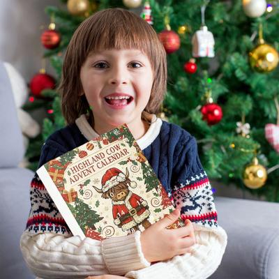 İskoç Yaylası Sığırı Noel Advent Takvimi 2025 24 Gün Geri Sayım Kutusu Akrilik Asılı Süs Noel Ağacı Tatil Ev Dekorasyonu için