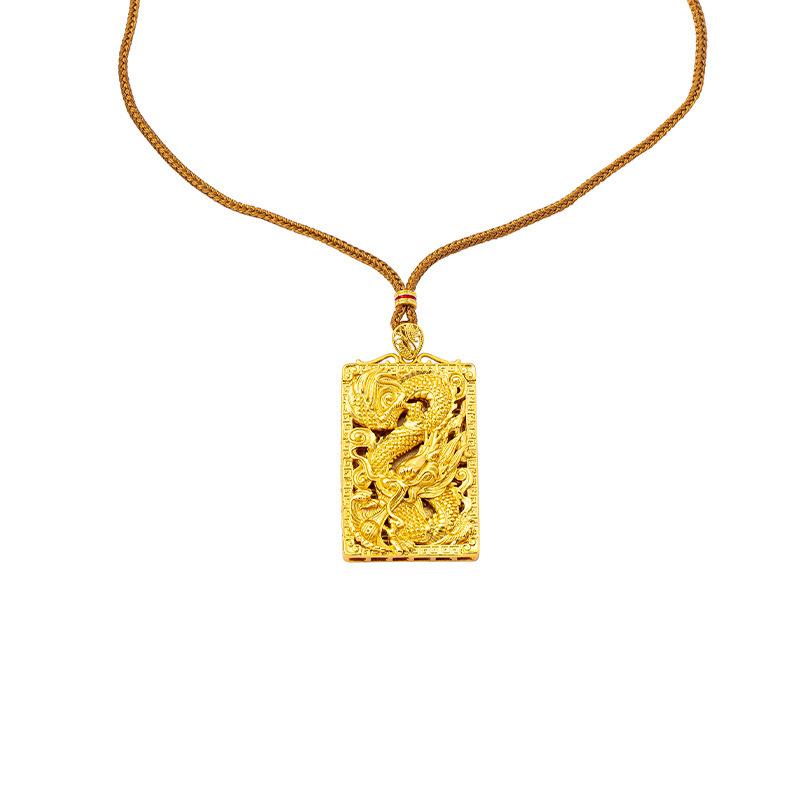 New Chinese Style Longxing Tianxia Square Brand Men s and Women s Jewelry Necklace Pendant 60CM(Necklace Long)