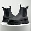 Neuankömmling Leder Herren Chelsea Boots Dicke Sohle Runde Zehenpartie Kurze Stiefel Winterbekleidung Botas Warme Plüsch Schneeschuhe Hohe Schuhe