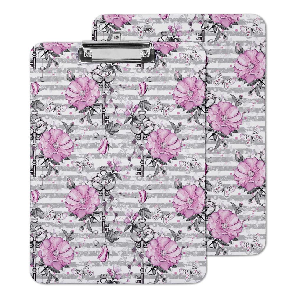Inkdotpot Decorative Clipboard Letter Size with Low Profile Clip,Retractable Key Hole for Hanging Paperboard for Office School w/Free Marker & Eraser