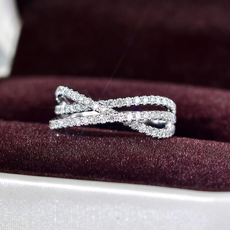 Multi-Layer Cross Zircon Ring Women, Fashion Personality Cold Wind Ring, Tide Internet Celebrity Classic Ring