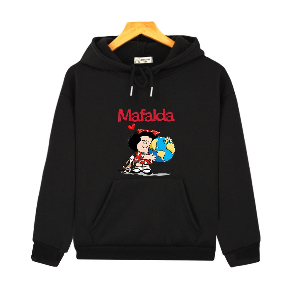 

Kids Mafalda Hoodies for Teen Kawaii Graphic Anime Sweatshirts Girls Boy Clothes Children s Clothing Hoody Long Sleeve Tops 120 чёрный
