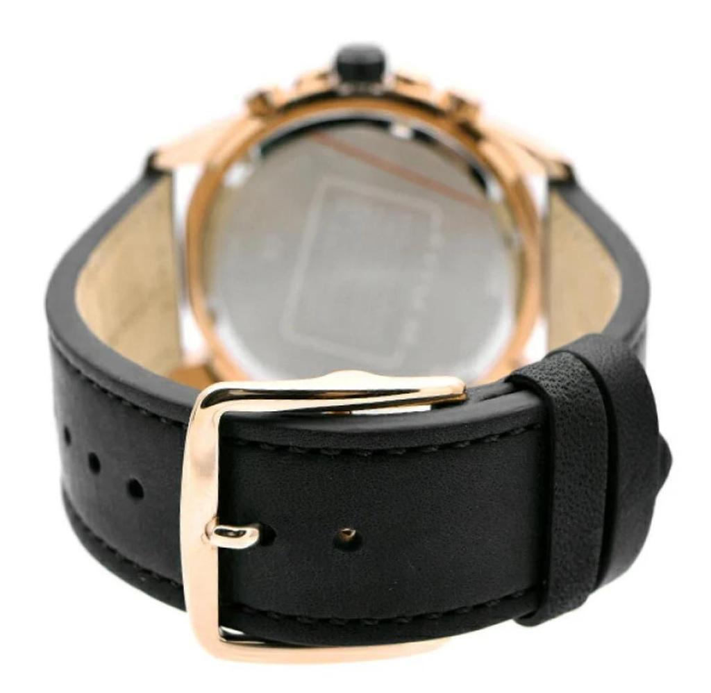 Coach Orologio Cronografo Kent Quadrante Oro Rosa Cinturino in Pelle Nera da Uomo - 14602559