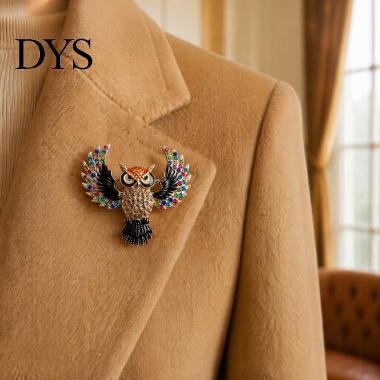 Animal Brooch Accessory Colorful Rhinestone Owl Pin, Bird Shape Lapel Pin for Suit Dress Scarf Hat Bag Decoration, Clothing Gift Men Women Jewelry