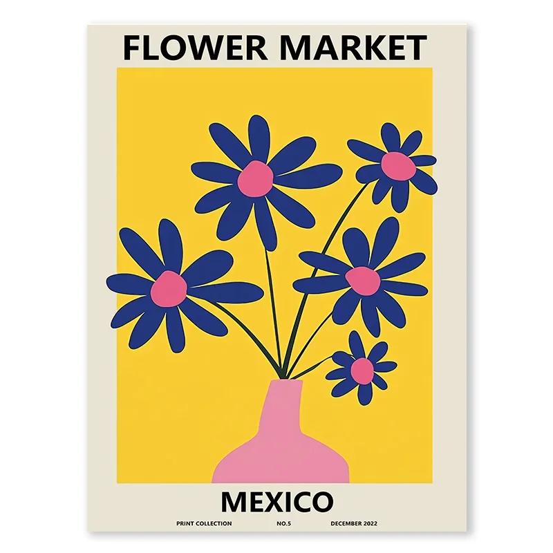 Flower Market Wall Art Decoration Colourful Spring Flowers Canvas Painting Abstract Living Room Room Poster Home Decoration