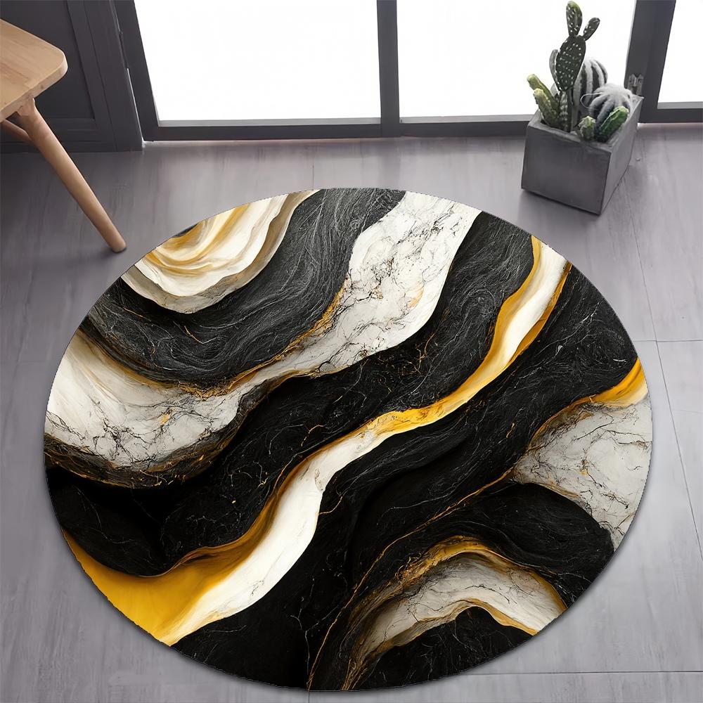 26 Style New Luxurious Marble Colour Nature Black Gold Round Carpet Rug for Bedroom Living Room Decoration,pet Decor Floor Mat