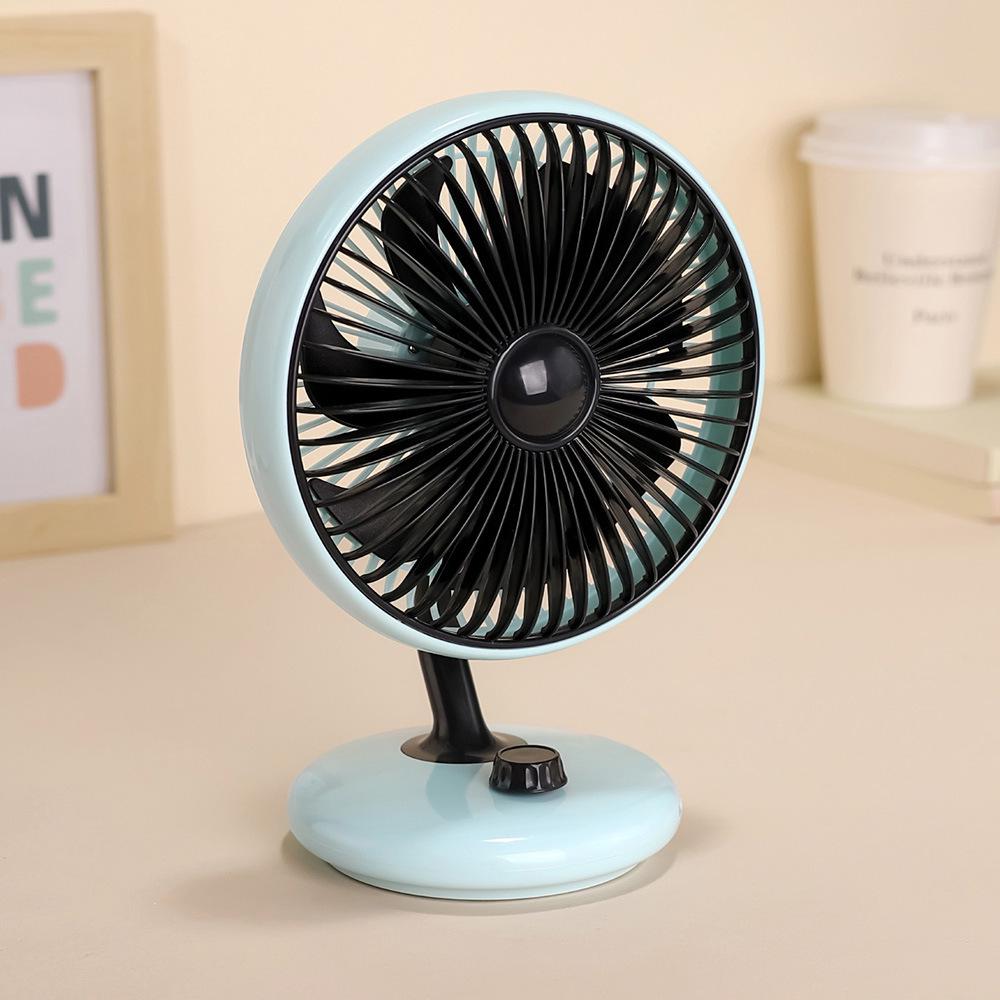 Retro USB-Powered Silent Desk Fan with Stepless Speed Control and Portable Brushless Motor