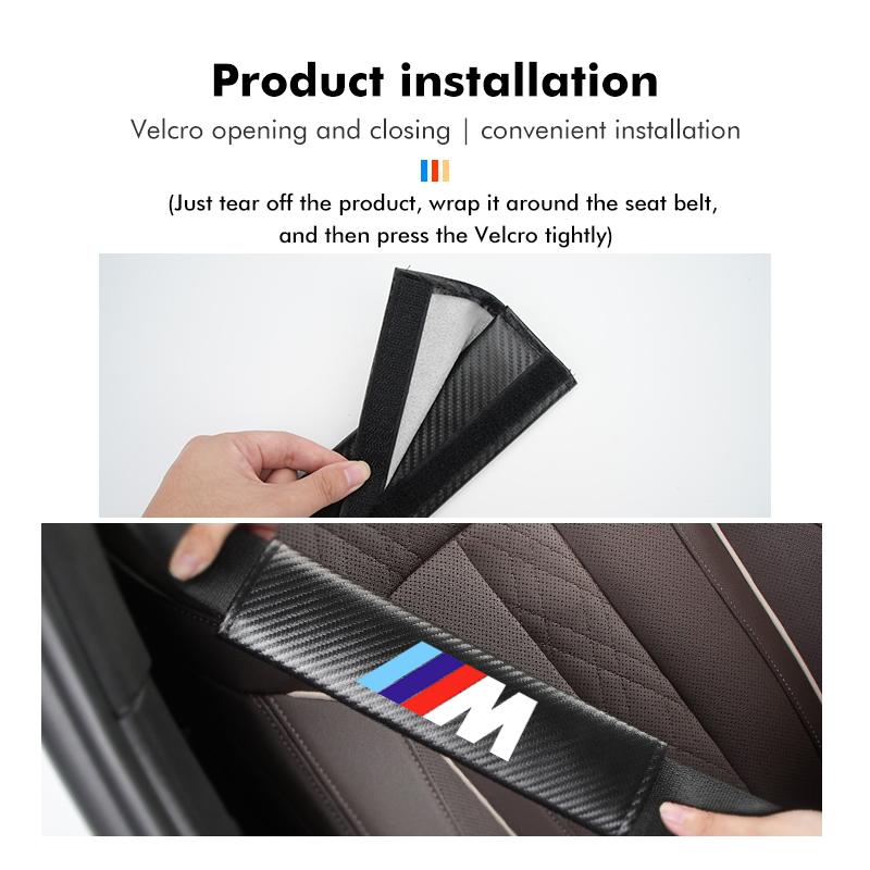 JVVO7 For BMW Carbon Fiber Car Seat Belt Cover Shoulder Pad Protector Cover Safety Belt Padding Pad Cushion X1 X2 X3 X4 X5 X6 X7 G20