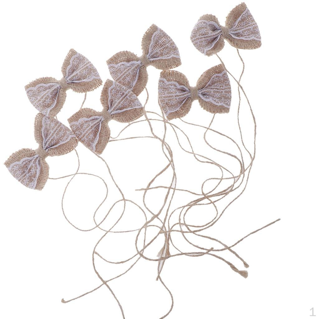 

6 гессенских джутовых мешковин с бантом и кружевом для рукоделия для деревенского стиля