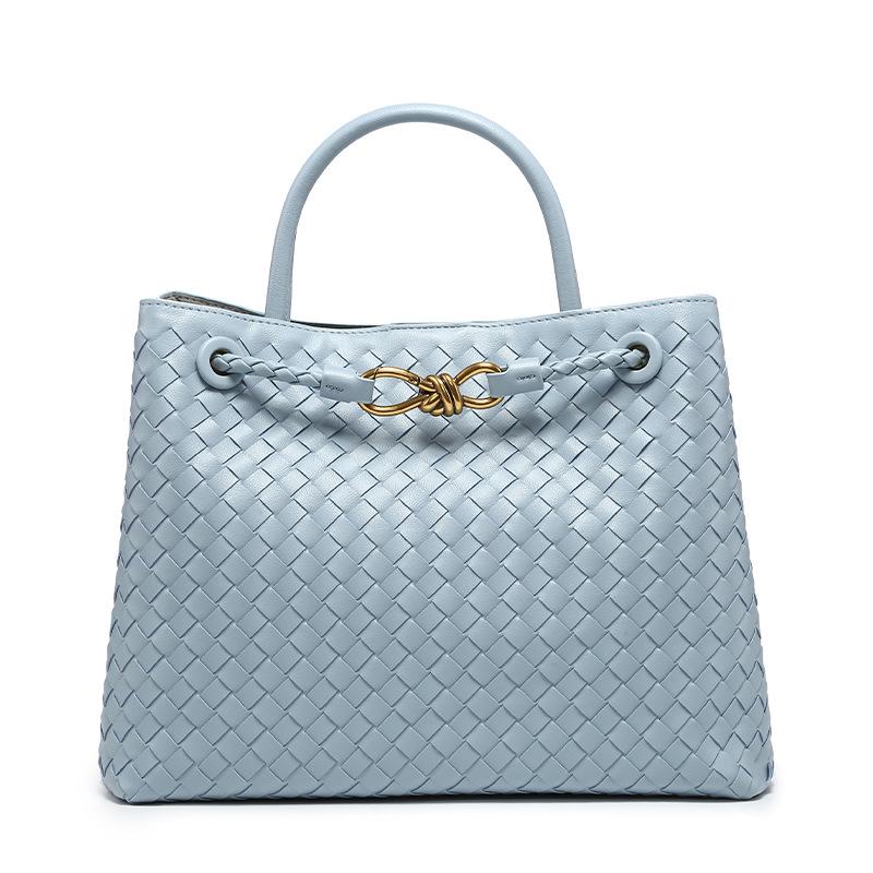 Vintage Woven Tote with Metal Buckle - Versatile Shoulder and Crossbody Bag