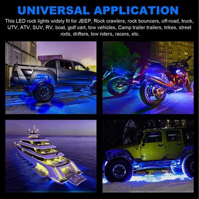 4 Pods Underglow RGB Rock Lights High Bright Waterproof IP67 Wheel Well Lighting Lamp Underbody Light Accessories