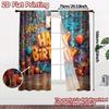 Set Of 2 Flat Printing Curtains Without Rod Birthday Hoops Polyester Easy Install Gifts Modern Made