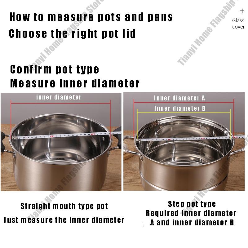 Tea color Glass Pot Lid Stainless steel Rimmed Pan Lid Spill Shatter-Proof Round Chef Glass Cover for Versatile Home Cooking Pan