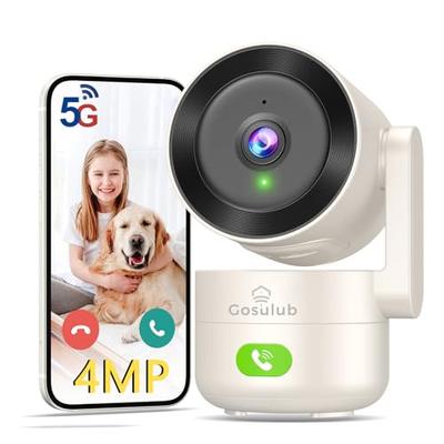 Gosulub Pet Camera, 4 Megapixel, 2K, Dual Band, 5GHz/2.4GHz, Wi-Fi, 355° Swivel, Auto Tracking, Two-Way Talk, Motion Detection, Smartphone Compatible,