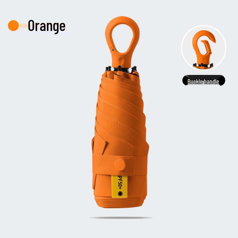 New Macaron Color Five-Fold Ultra-Light Sun Protection Compact Mini Umbrella with Buckle Handle