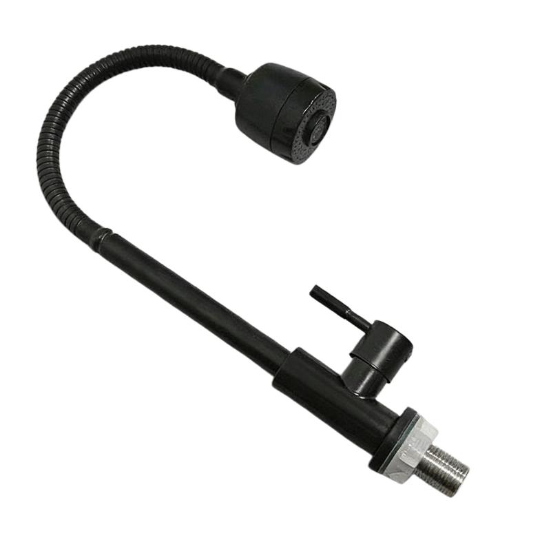 1Pcs Sink Flexible Hose Cold Water Two Modes Tap Universal Black Wall-Mounted Faucet For Garden Balcony Washbasin Mop Pool