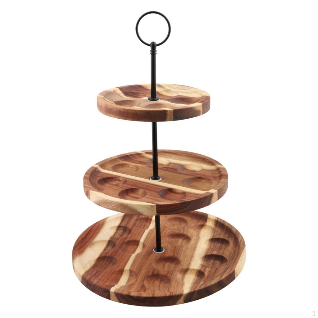 3 -level Wooden Egg Storage Pill, Multipurpose Tray Support, Cupcake Support for