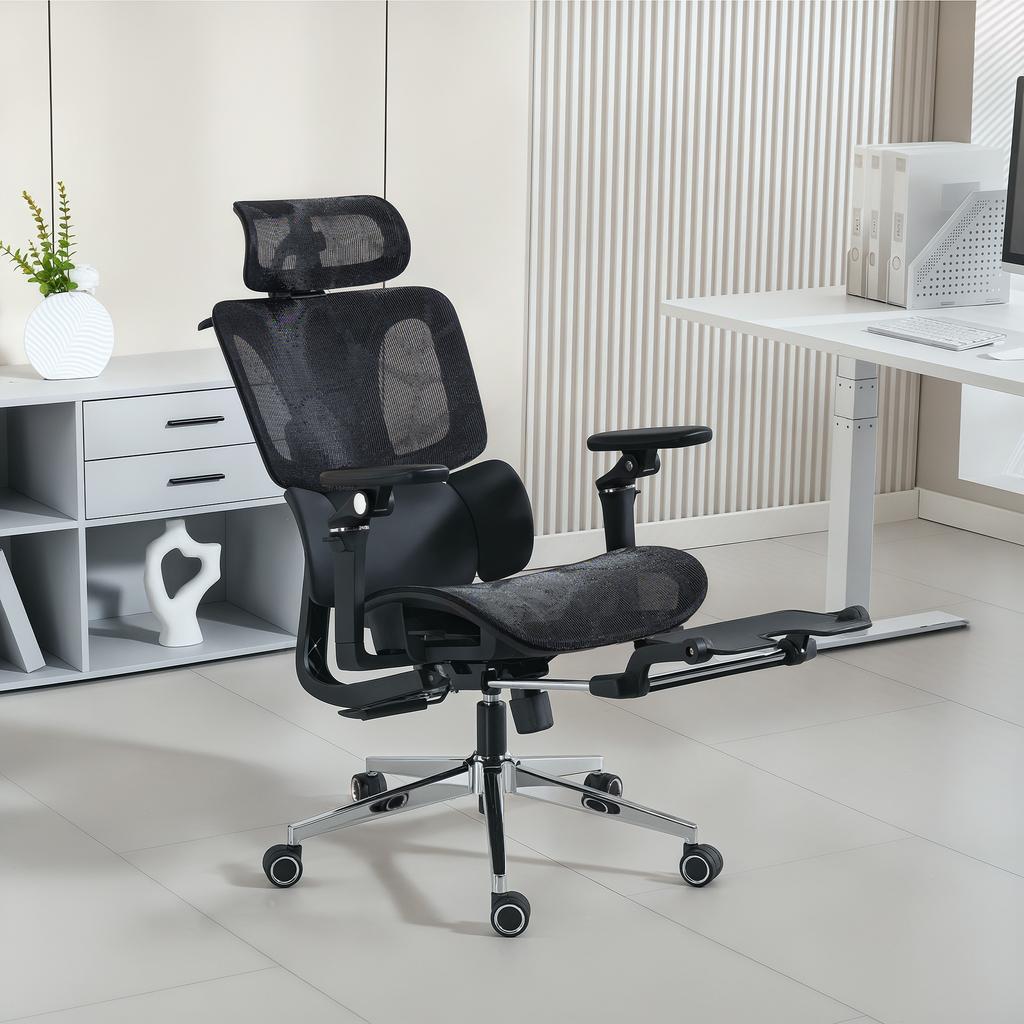 Office Chair, Ergonomic, 6D Armrests, Adjustable Headrest and Seat Depth, 67 X 71 X 133 Cm, Black