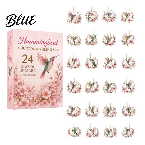 Hummingbird Advent Calendar Ornaments 2D 24 Days Christmas Calendar Cherry Blossom Countdown with Acrylic Hanging