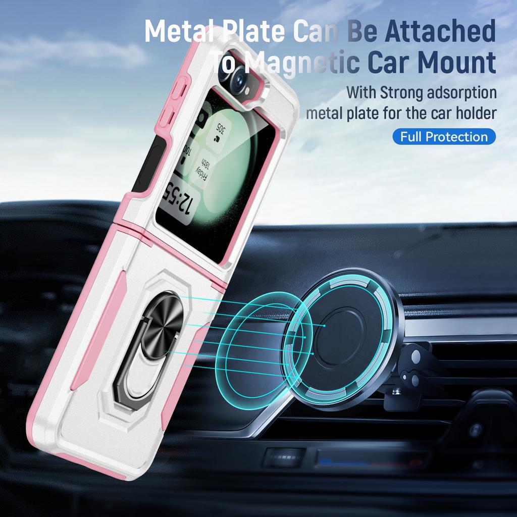 For Samsung Galaxy Z Flip6 5G Case Military Grade Ring Kickstand PC+TPU Phone Cover