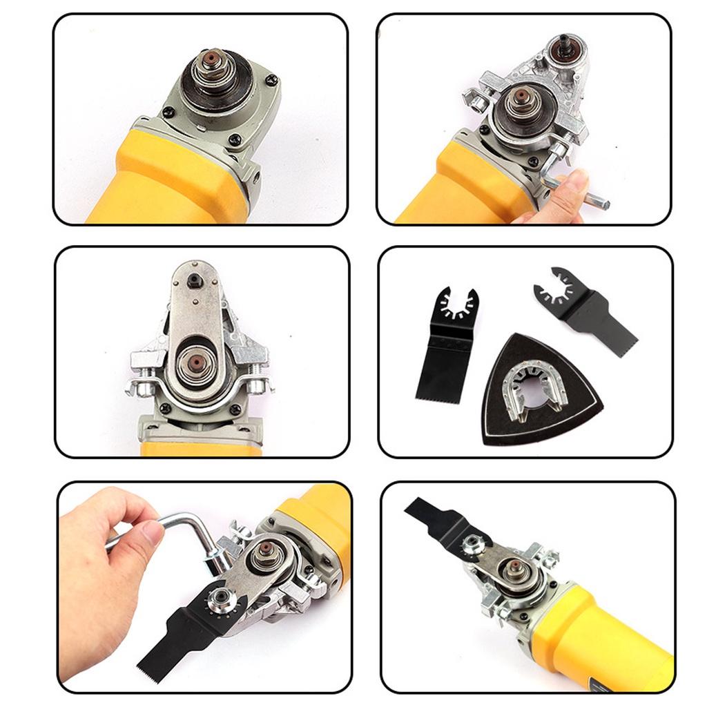 Umwandlungswerkzeug Holzbearbeitungsadapter für 100mm Winkel Universeller Winkelschleifer Kopf-Kit Neu für Akku-Oszillations-Multitool