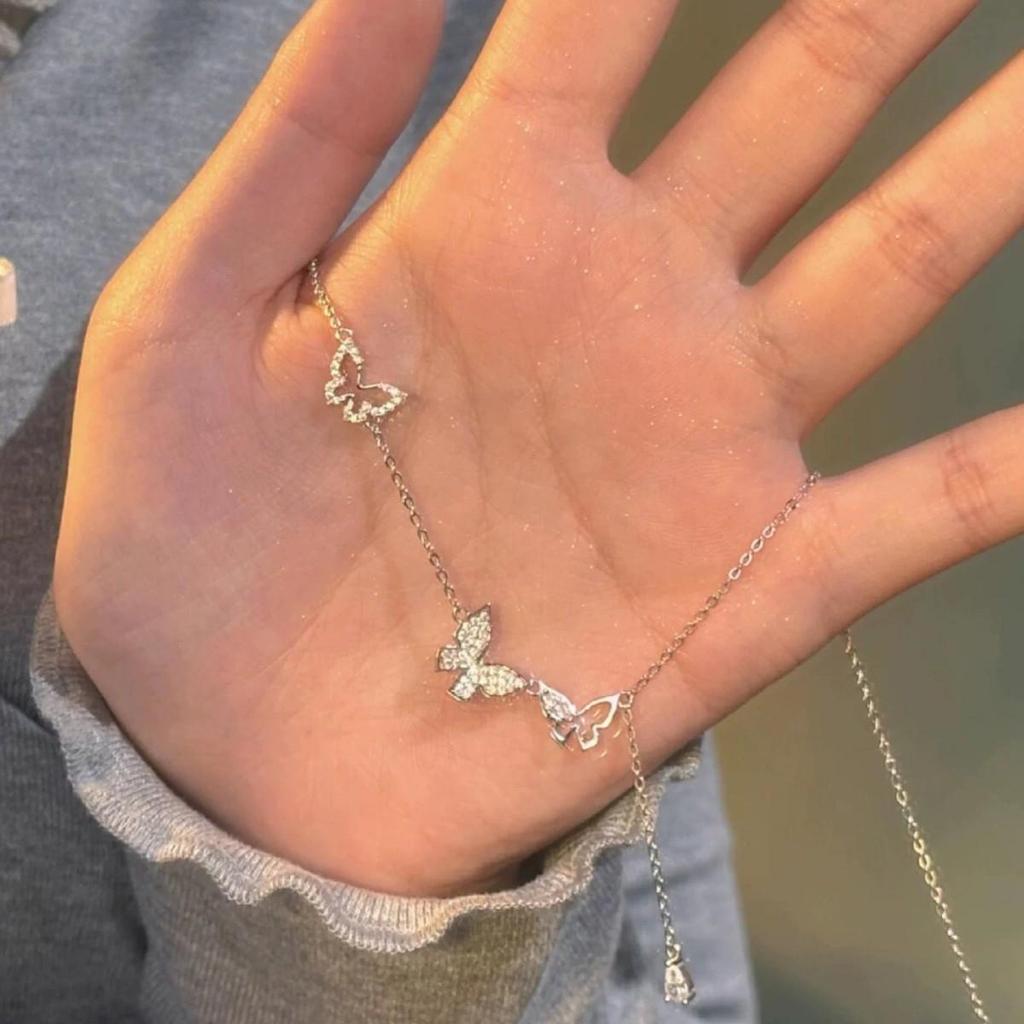 Sweet Tassel Butterfly Necklace: Elegant, sparkling diamond chain for women—a perfect, graceful gift for your girlfriend.
