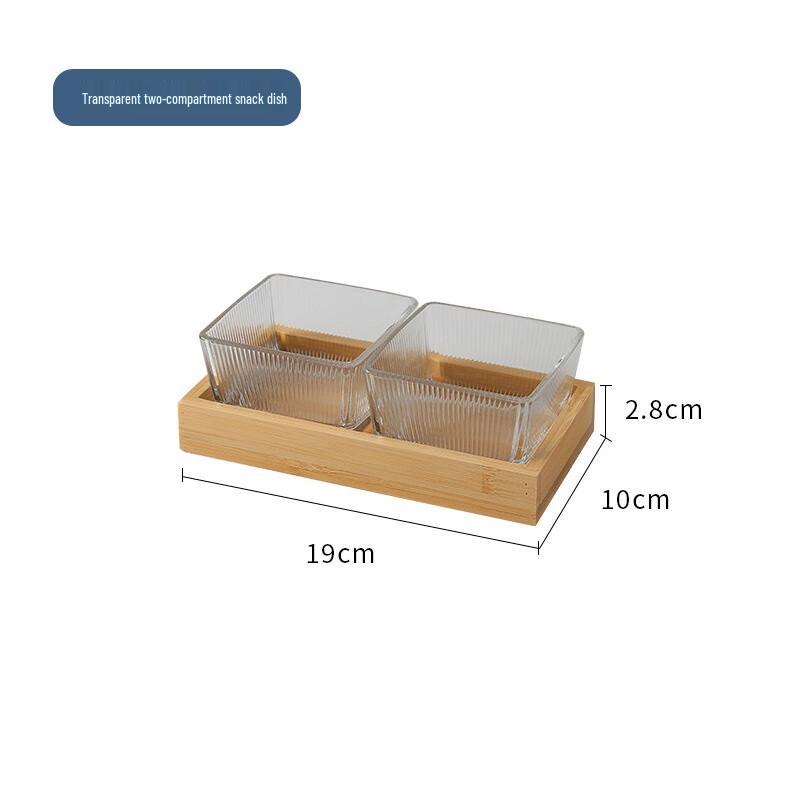 Qianxing Glass & Bamboo Snack Platter Set