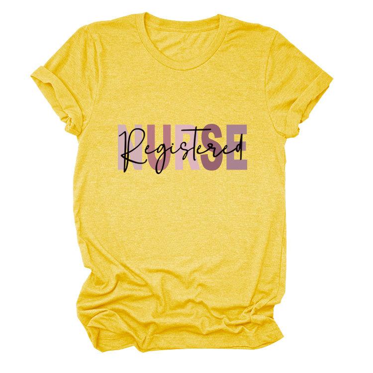 Summer Round Neck Letter Print Top Fashionable Casual Short Sleeved Women's T-shirts