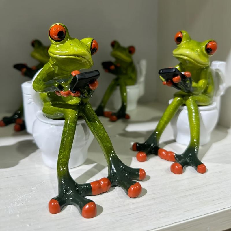 1 Stück Weihnachten Halloween Täglich Fantasy Frosch Toiletten Stifthalter Zahnstocher Wattestäbchen Harz Schreibtisch-Organizer mit Smartphone- und Wattestäbchenhalter