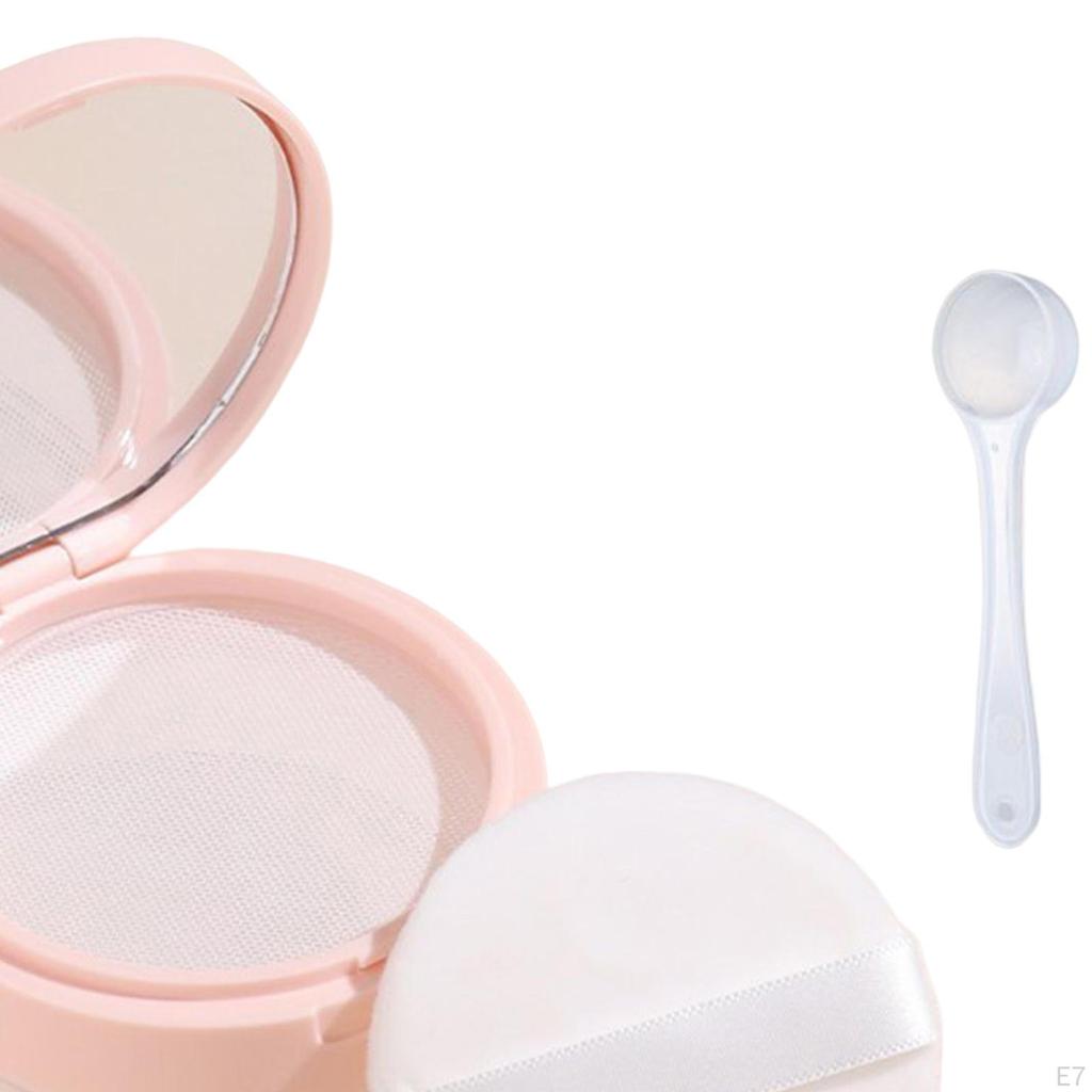 Leeres tragbares DIY-Make-up-Puderetui mit Puff, Spiegel, Netz, Löffel für die Freundin