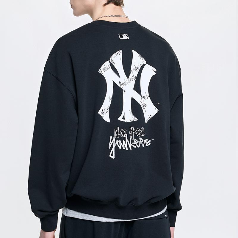 MLB New York Yankees Casual Loose Graffiti Crew Neck Long Sleeve Sweatshirt Unisex Sweatshirt 3AMTB0561-50BKS