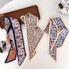 Flower Pattern Neck Strap Long Hair Band Fashion Floral Silk Scarf