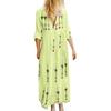 Women Fashion Retro V-Neck Loose Long Sleeve Maxi Dress with Print