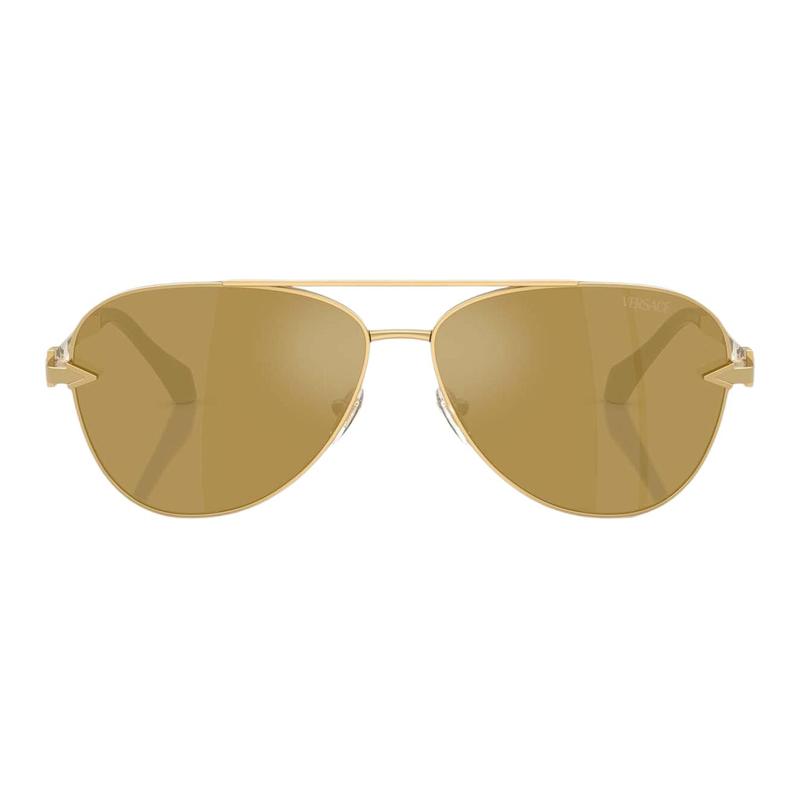 Versace Full frame design metal pilot style sunglasses men's gold 24575586 VE2283-gold 61