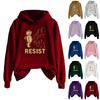 Ladies Fashion Casual Long Sleeve Printed Round Neck Hoodie Pullover Top