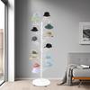 35-Hanger Rolling Hat Display Stand, White Floor-Standing Wig Cap Rack with Wheels - Adjustable 175cm Commercial Hat Holder