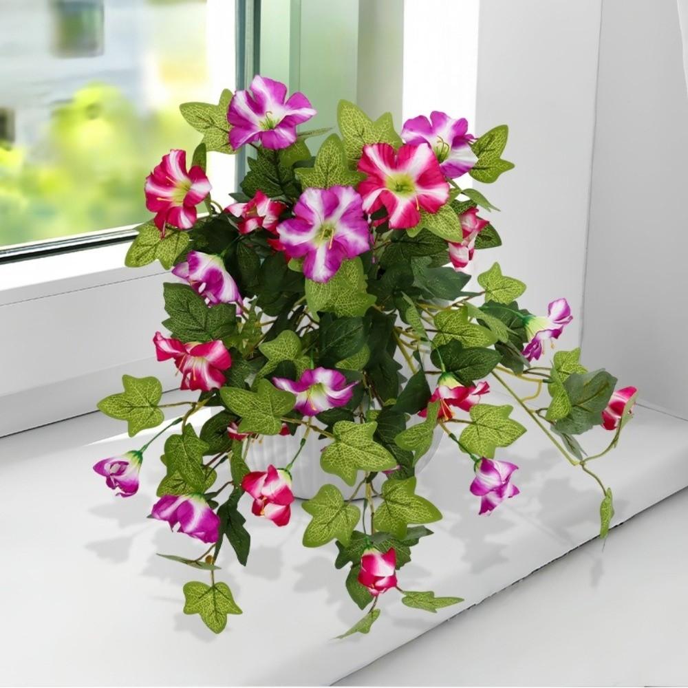 UV Resistant Artificial Petunias Flowers Realistic Weather Resistant Simulated Leaf Vines Vibrant Colors Faux Petunias Balcony