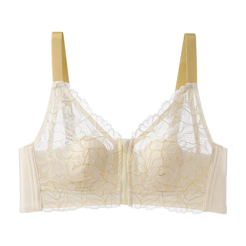 

Manny Queen front buckle zipper lace bra cover new product gathering no steel ring thick thin 32/70ab medium thick (cup removable) шампанского